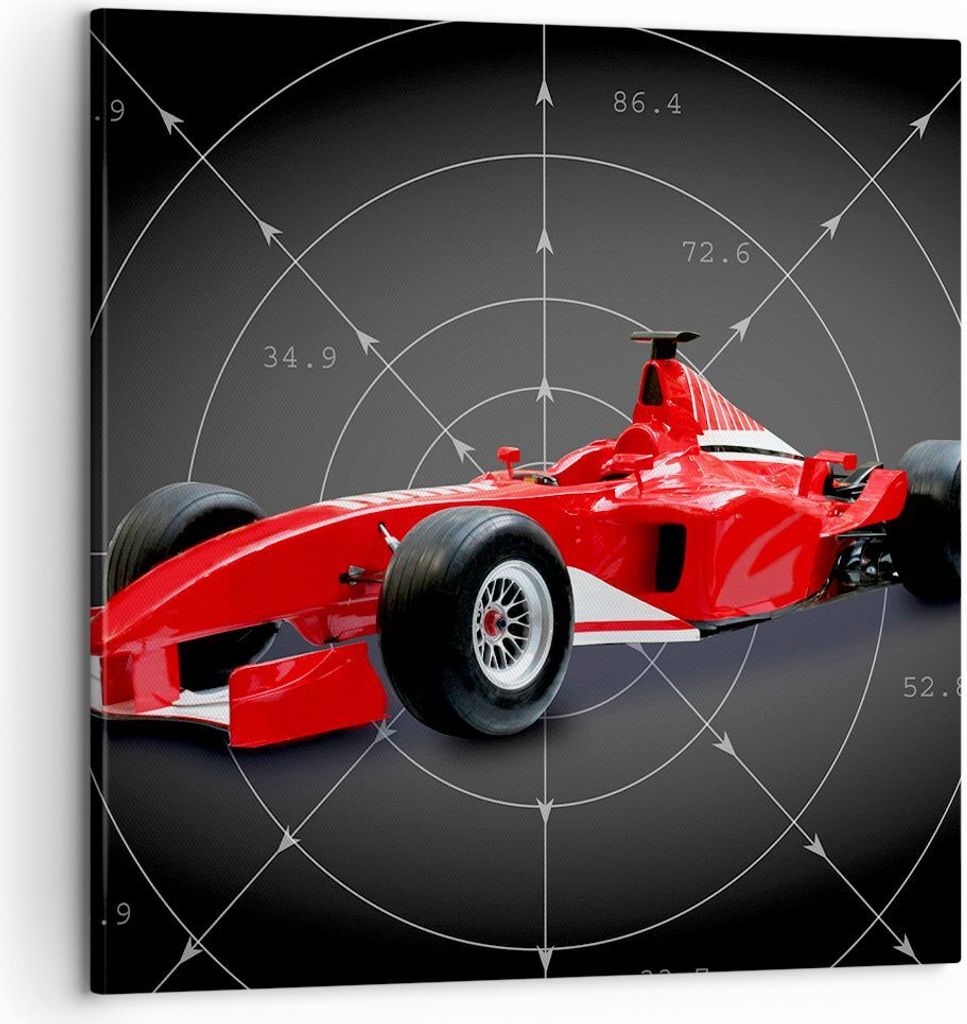 Bild auf Leinwand - Leinwandbild - Formel F1 Auto Geschwindigkeit - 60x60cm - Wand Bild - Wanddeko - Leinwanddruck - Bilder - Kunstdruck - Wanddeko...