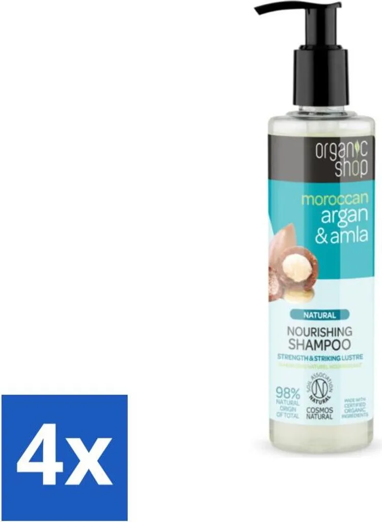 Set 4 Shampoo Bio Organic Shop Argan Amla 280ml - Nutriente Green