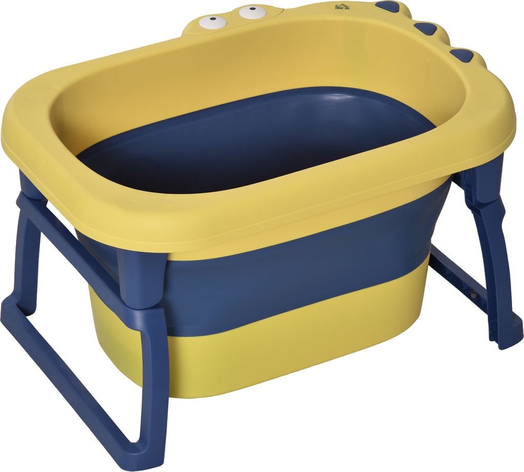 HOMCOM Klappbadewanne für Babys von 0–3 Jahren, Fassungsvermögen 105 l, tragbare Badewanne für Kinder mit rutschfesten Füßen und Abflussloch...