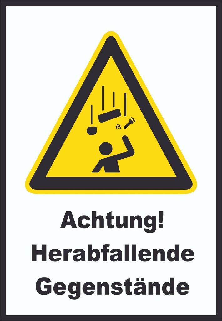 Achtung Herabfallende Gegenstände A3 (297x420mm) Schild