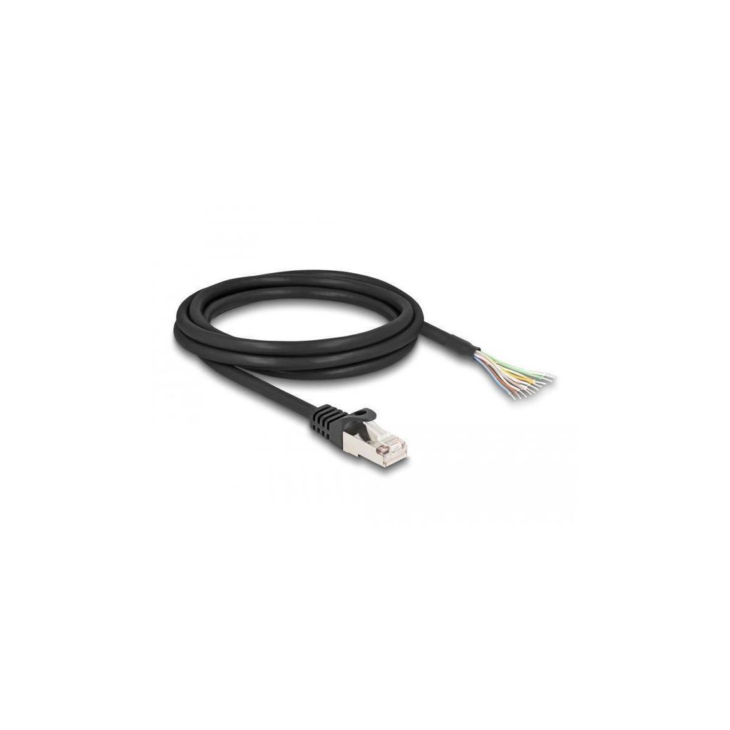 Delock - Netzwerkkabel - RJ-50 (M) zu ohne Stecker - 2 m - S/FTP - geformt, ohne Haken - Schwarz