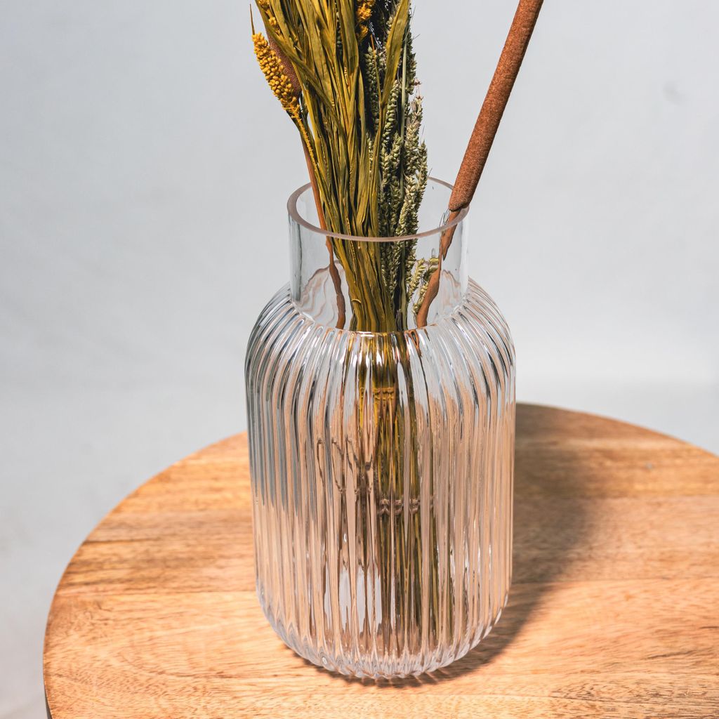 Design Blumenvase aus Glas Piro Ø 13 x 22cm - klar Tisch-Deko Kristallglas Glasvase