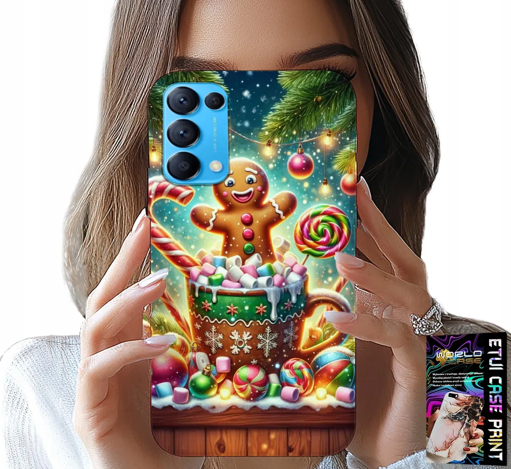 Cover Natalizia Oppo Reno5 4G/5G Pan di Zenzero + Kit Vetro 9H