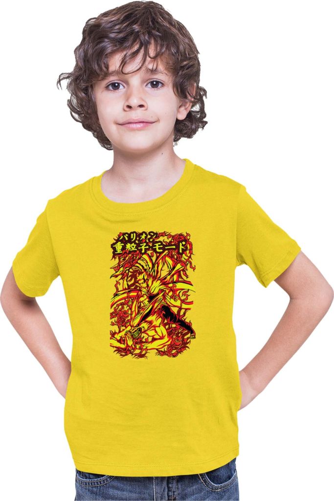 Kinder T-Shirt Japan Anime Manga Naruto Kurama Nine Tail Kurama Nine Tail, 9-11 Jahr - 140 / Gelb