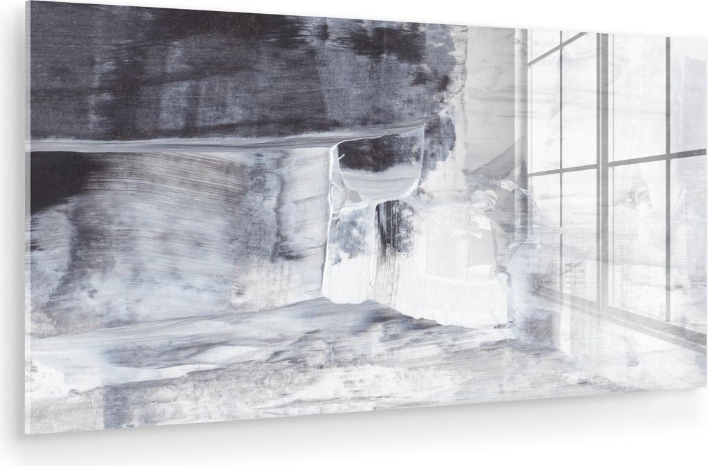 MuchoWow Glasbilder - Bilder auf Wandbild - Foto auf Glas Kunst - Farbe - Weiß - Schwarz - Grau 40x20 cm Wanddekoration aus Glas - Acrylglasbild -...