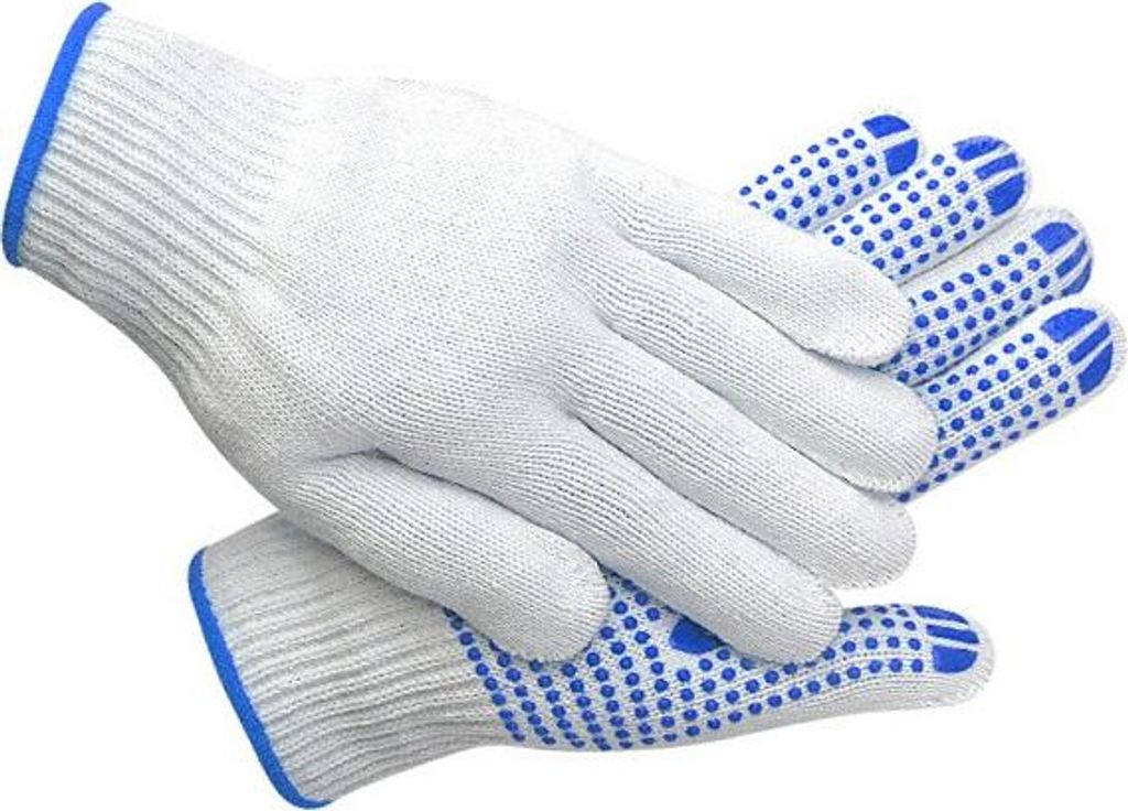 INF 600g Baumwollgarn Blaue PVC-Punktierte Handschuhe - 12 Paar, Besserer Halt
