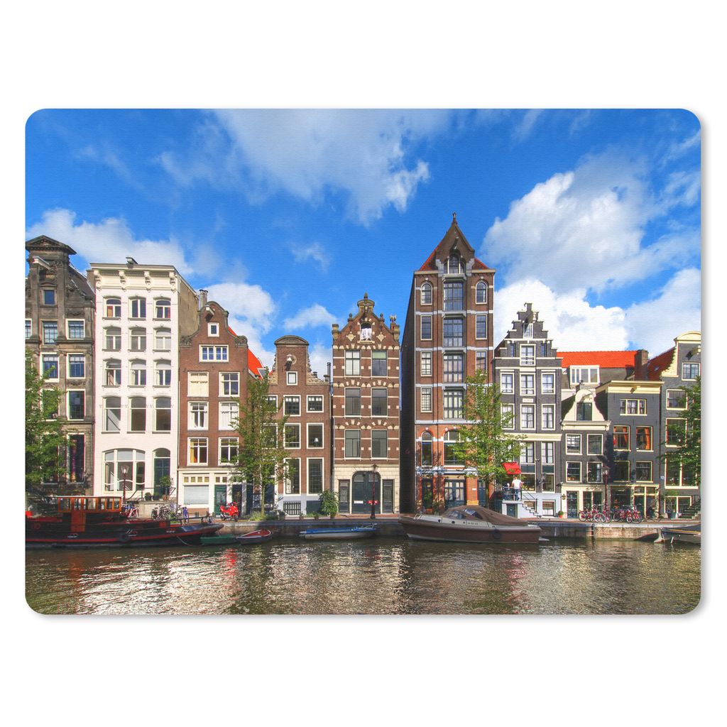 MuchoWow Mauspad Mousepad Amsterdam - Sommer - Boot 40x30 cm - Mousepads - Maus Mat - Pad - Mausunterlage - Anti Rutsch