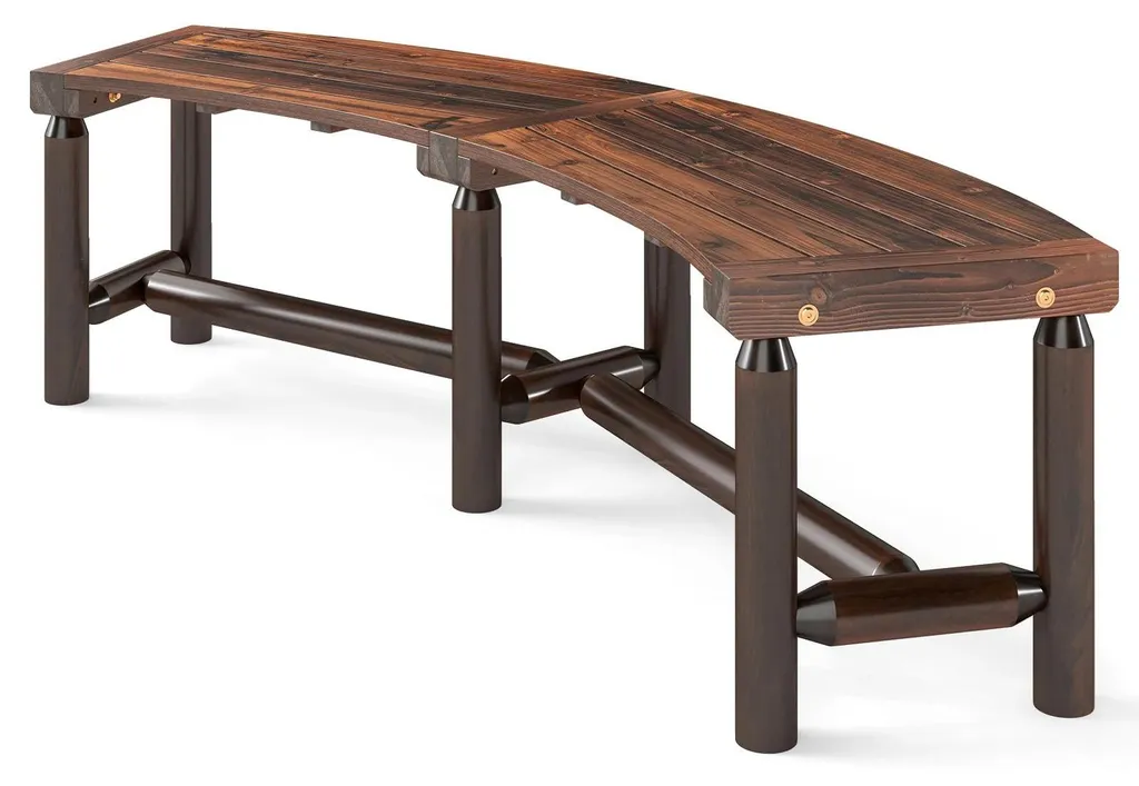 Optimisez votre Coin Feu avec ce Banc Incurvé en Bois Massif Marron 3 Pl.