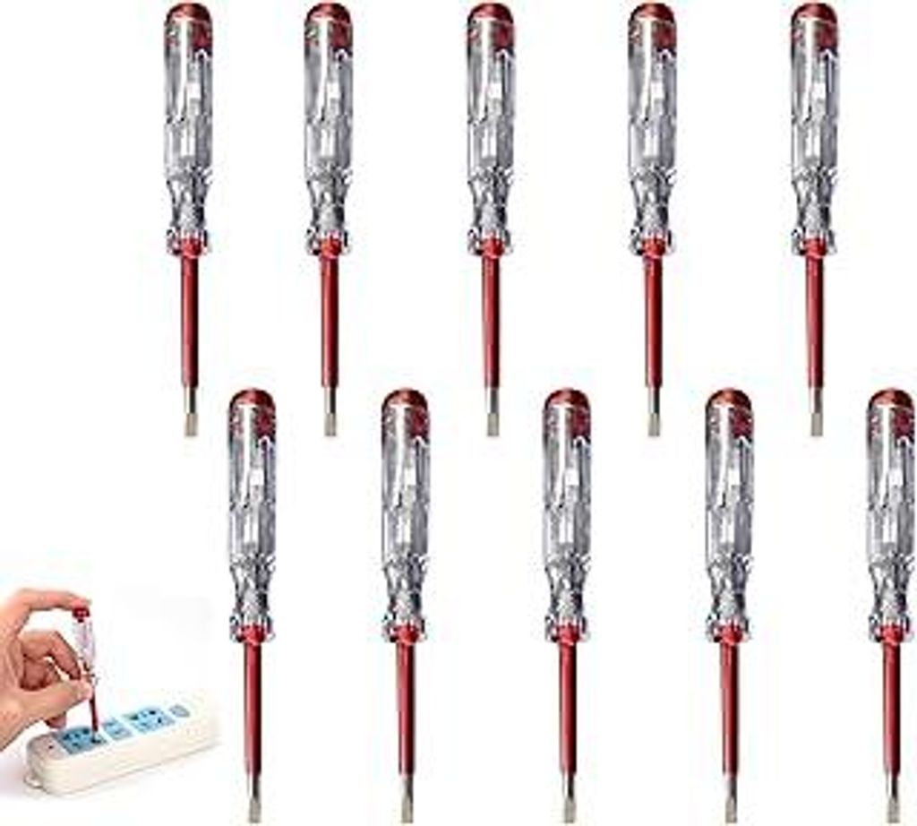 10 Stück Phasenprüfer Schraubendreher, Sasenprüfer, Fasenprüfer, 100-500V Spannungsprüfer mit Doppelkopf, Elektriker Spannungstester für Haus...