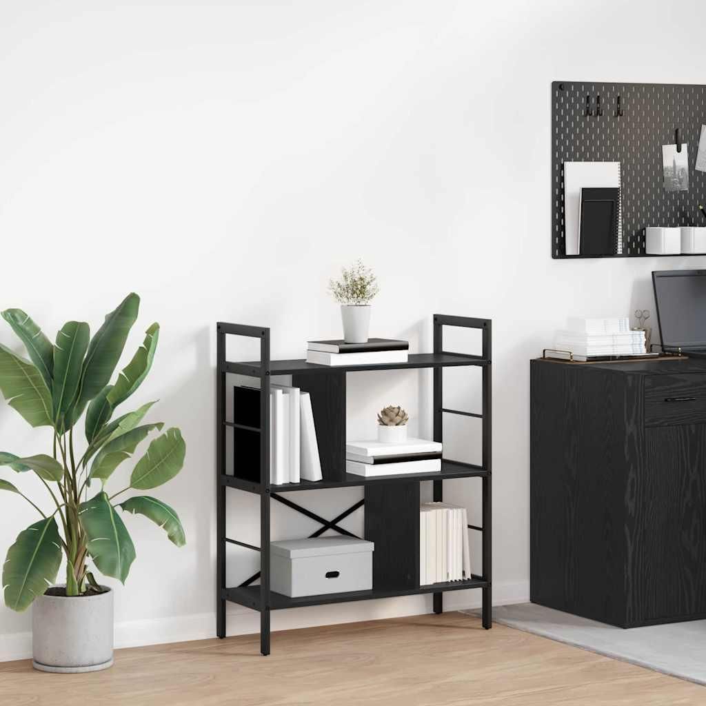 "Schlussverkauf" Bücherregal rechteckig - 1 pc - Büroregal mit Stauraum - Schwarz Eichen-Optik 75x30x91 cm Holzwerkstoff C12384
