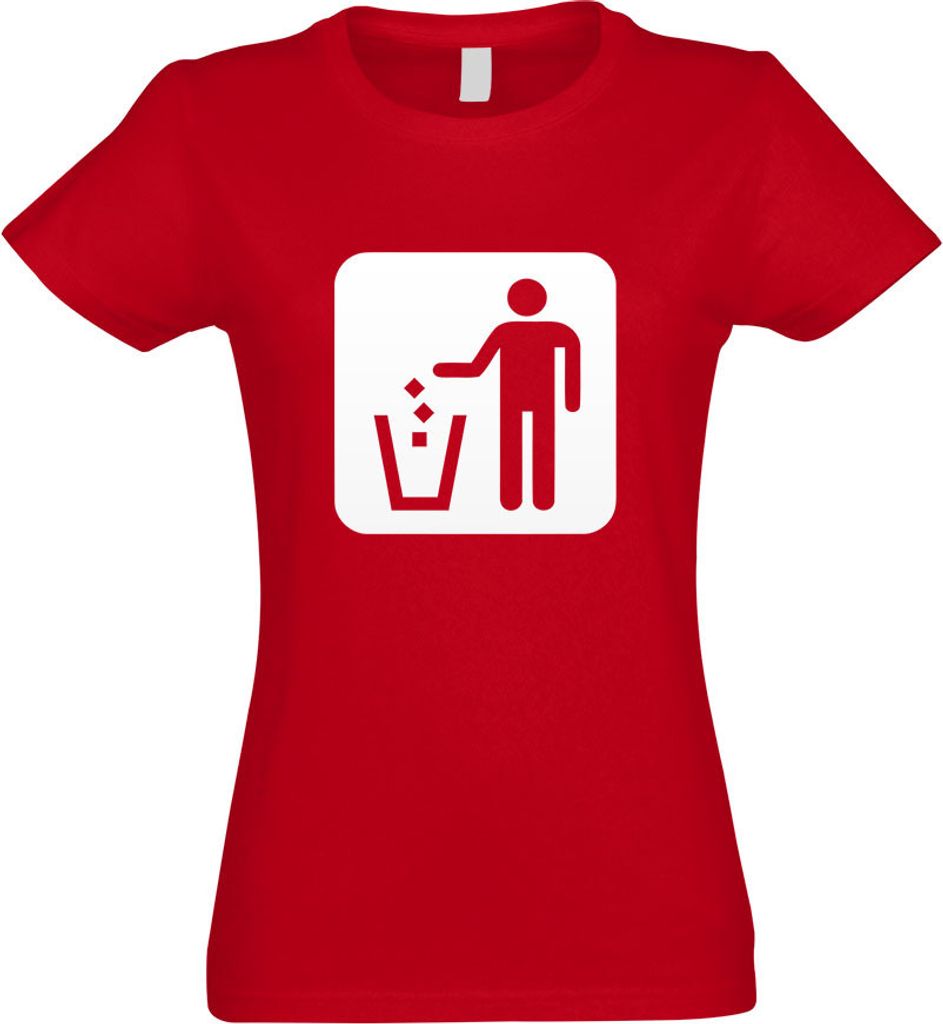Kiwistar - T-Shirt tailliert - Damen - rot - Mülleimer Entsorgung Piktogramme - mit Motiv Bedruckt - Funshirt Design - Sport - Freizeit - Damen - XL