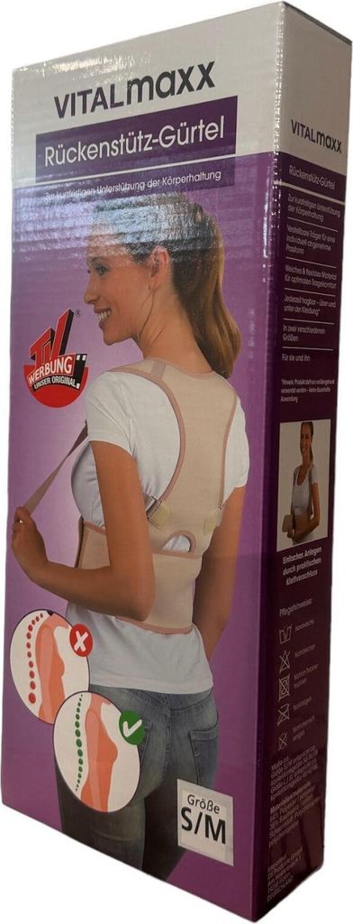 VITALmaxx Rückenkorrektor L/XL Creme - Verstellbarer Haltungsgürtel | Weiches Flexmaterial