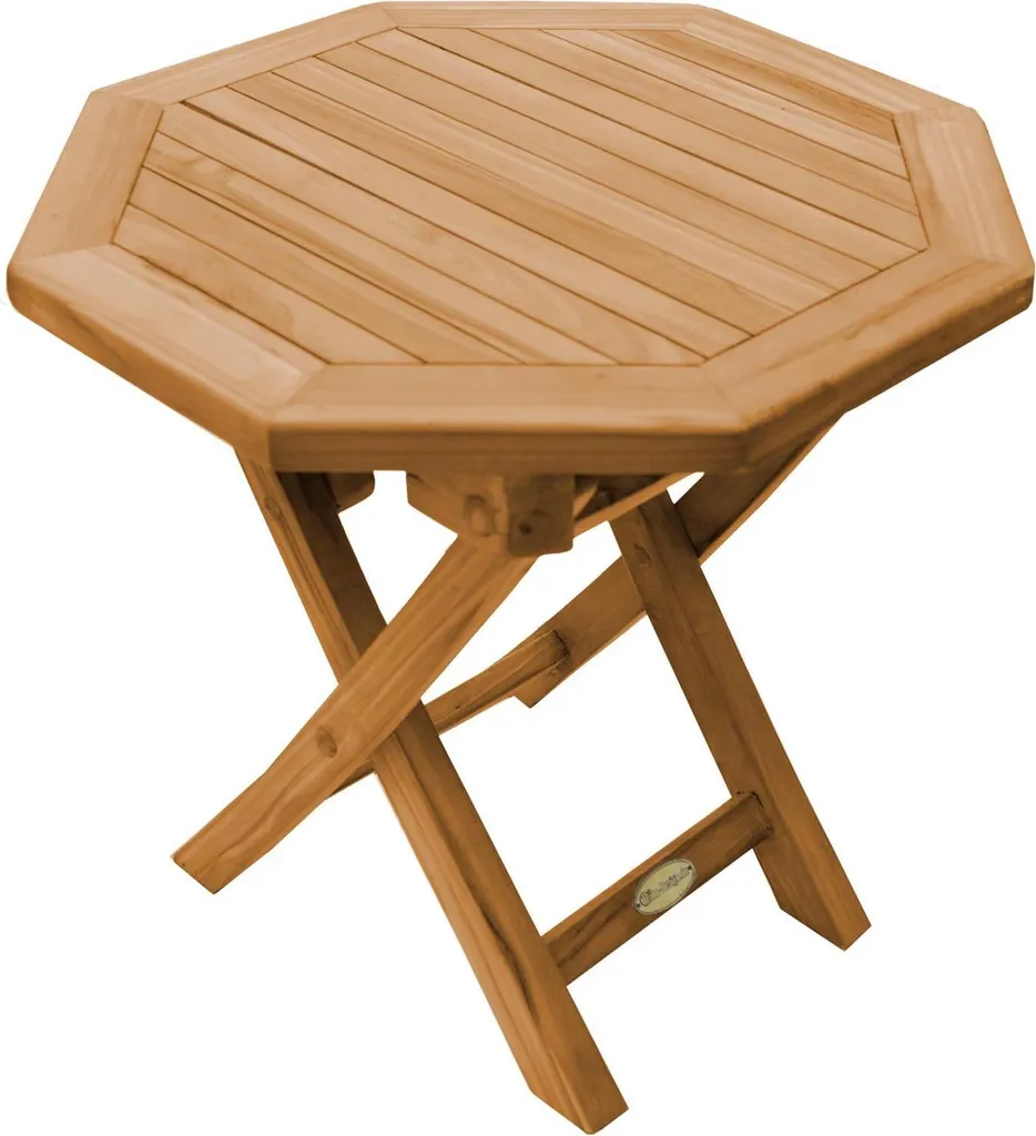 Table pliante Teako Design Potenza en teck massif hexagonale 50x50 cm