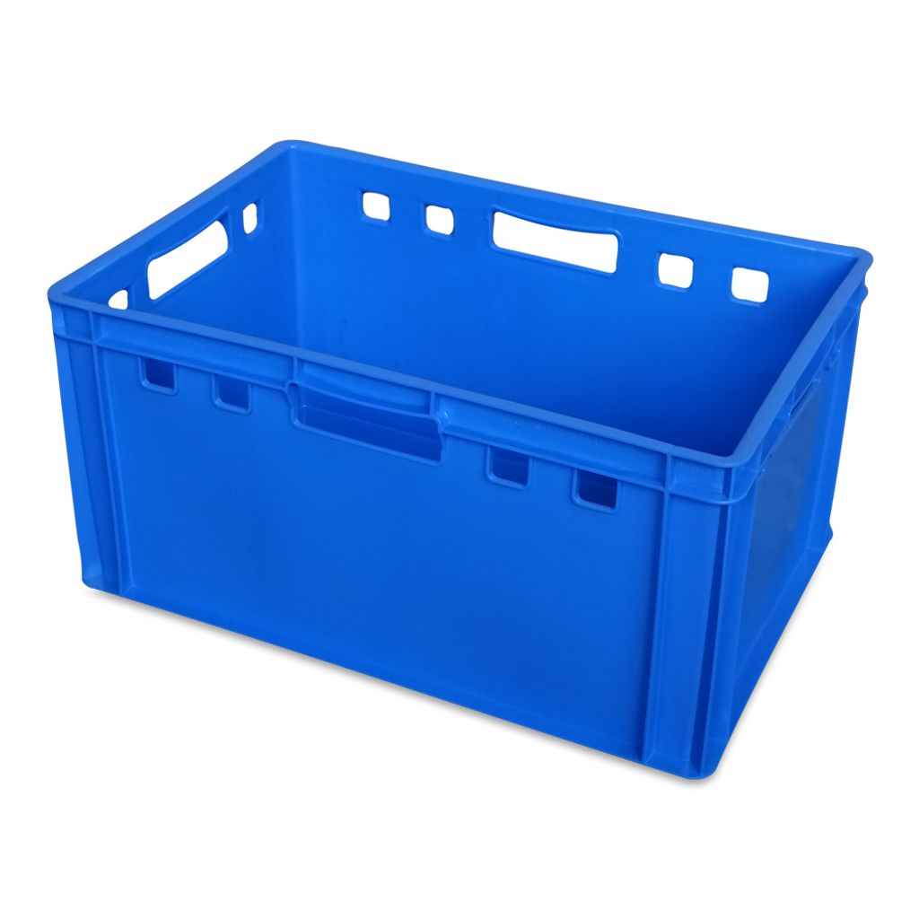 5 Stück Eurofleischerkiste Vorratsbox E3-Kiste Gemüsekiste stabelbar blau. 