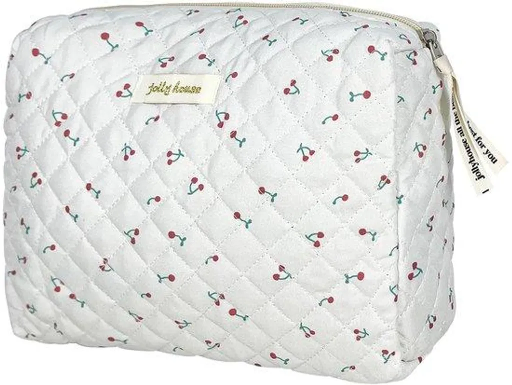 Organisateur de maquillage floral rouge cerise pour sac à main et voyage