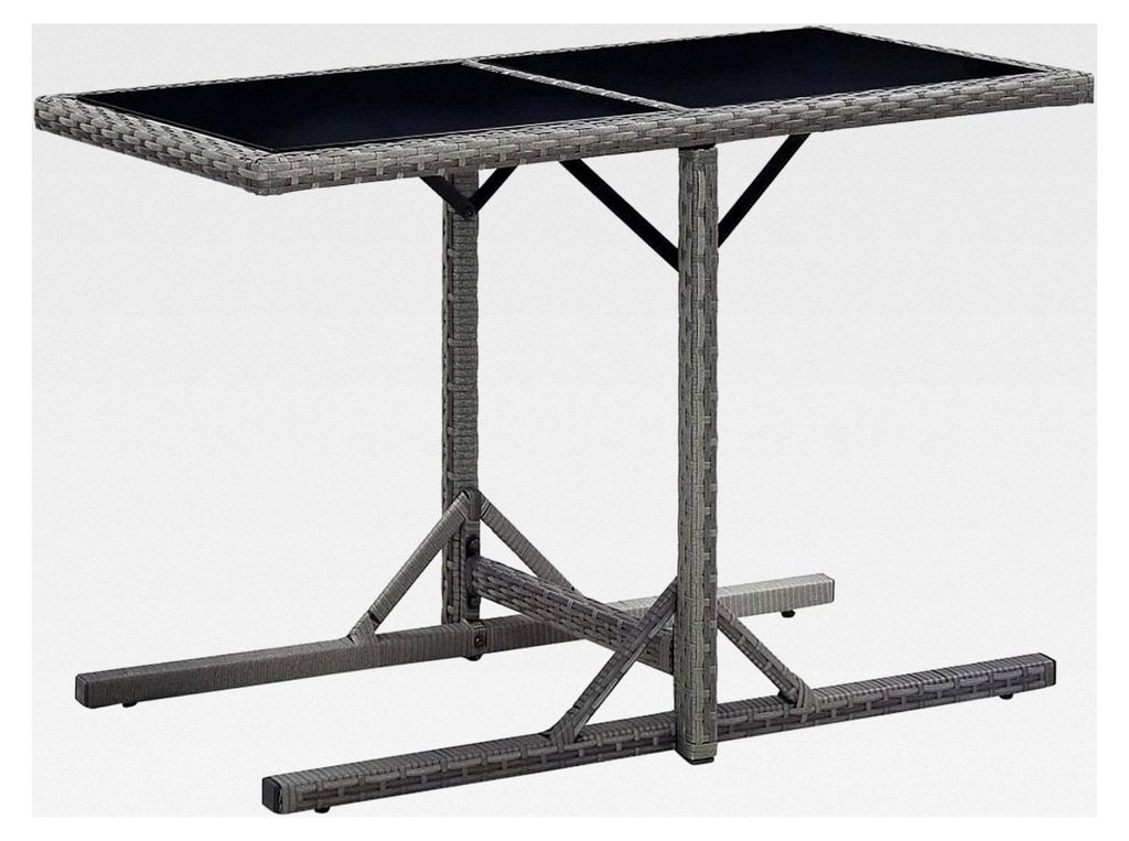Gartentisch, Klapptisch für Garten und Balkon, anthrazit, 110×53×72 cm, Glas und Poly Rattan