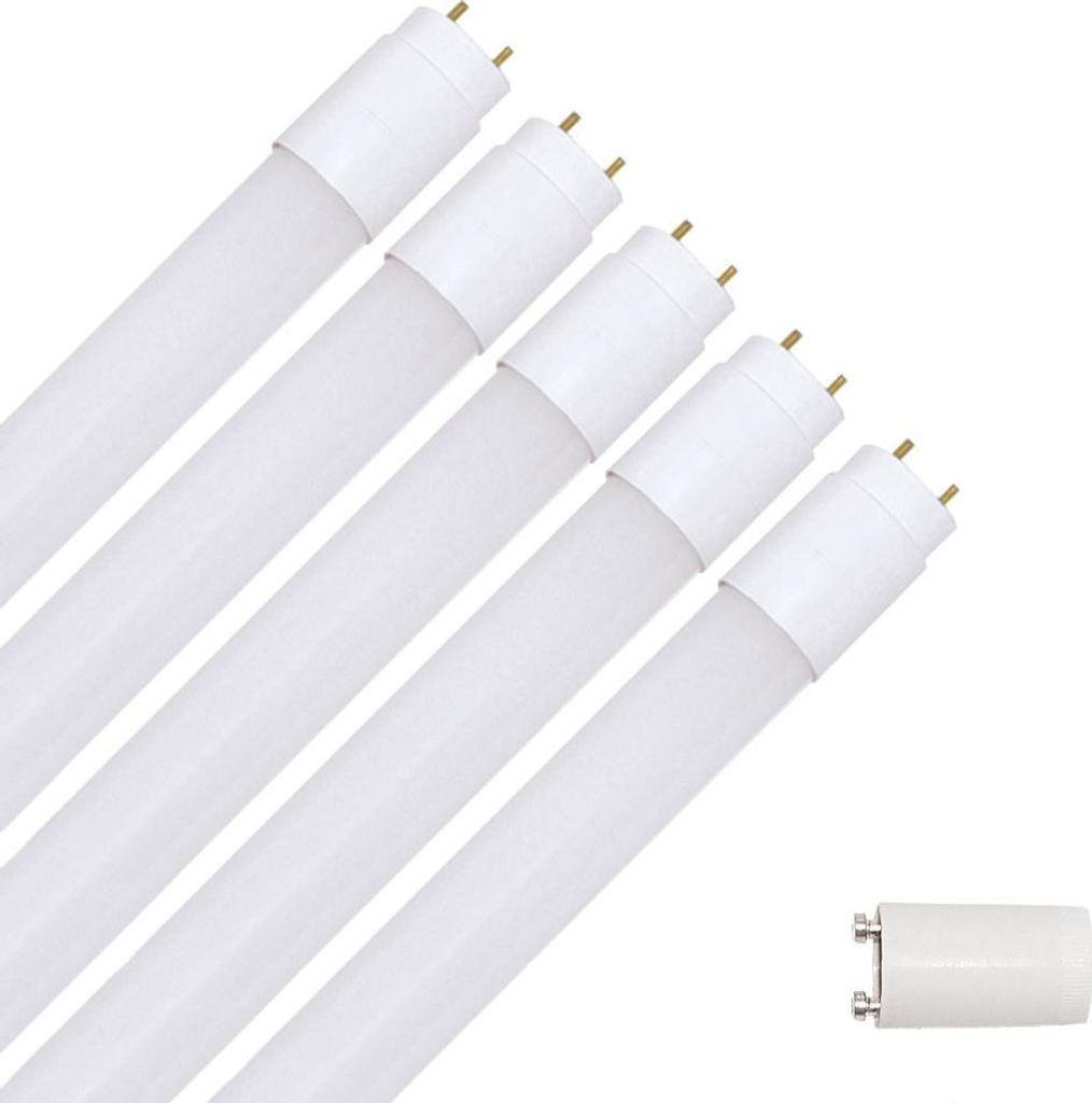 5 x LED Leuchtmittel T8 Röhre 60cm 9W G13 900lm 865 kaltweiß 6500K Tageslicht inklusive Starter