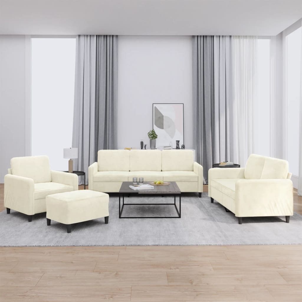4-tlg. Sofagarnitur Creme Samt Produktbild 
