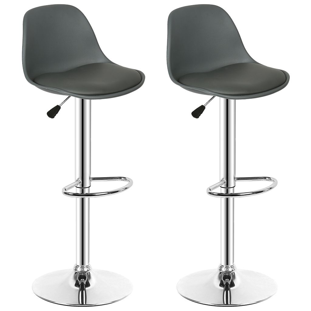 2er Set Barhocker Barstuhl Bistrohocker aus Kunstleder höhenverstellbar drehbar Dunkelgrau