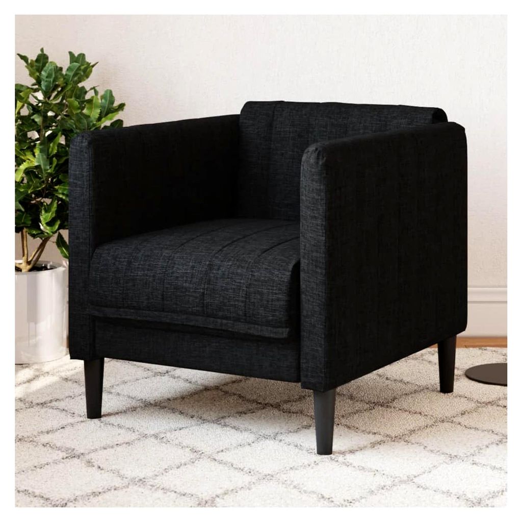 Schwarzer Stoffsessel, 69x76,5x74,5 cm, für das Wohnzimmer, strapazierfähig, bequem, max. 110 kg Belastbarkeit