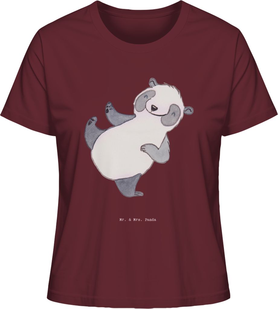 Mr. & Mrs. Panda Oberteil Damen Panda Kampfkunst Größe L - Burgundy - Geschenk, Kampfsportarten, shirt, Basic, Selbstverteidigung, Kurzarmshirt, ...