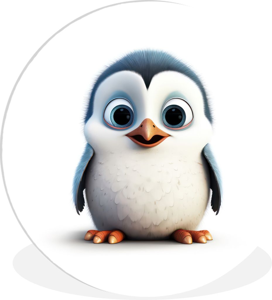 MuchoWow Rundes Wandbild - Runde Bilder Pinguin - Tiere - Mädchen - Kind - Jungen Ø 90 cm Kreis Wanddekoration Kunststoff - Wandkreis - Wandsch...