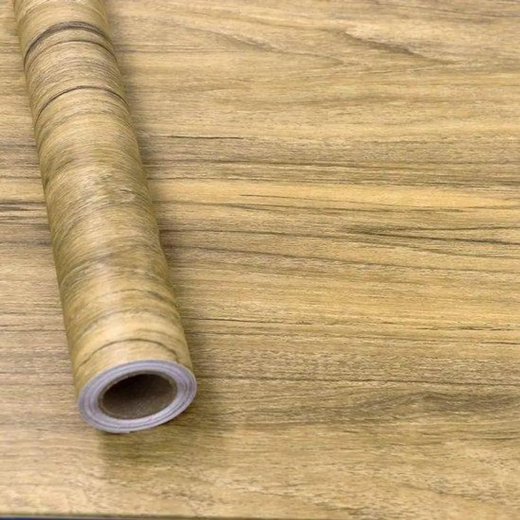 Papier Peint Adhésif Imperméable Effet Chêne 3D pour Cuisine et Mobilier