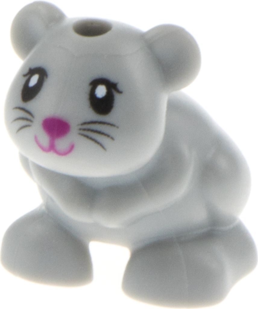 1x Lego Tier Hamster neu-hell grau Gesicht weiß pink Produktbild 
