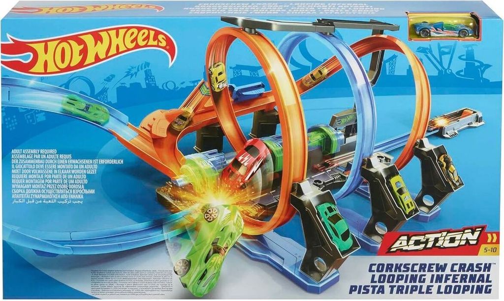 Set de circuito Hot Wheels con rampa de choque en espiral Imagen del producto 