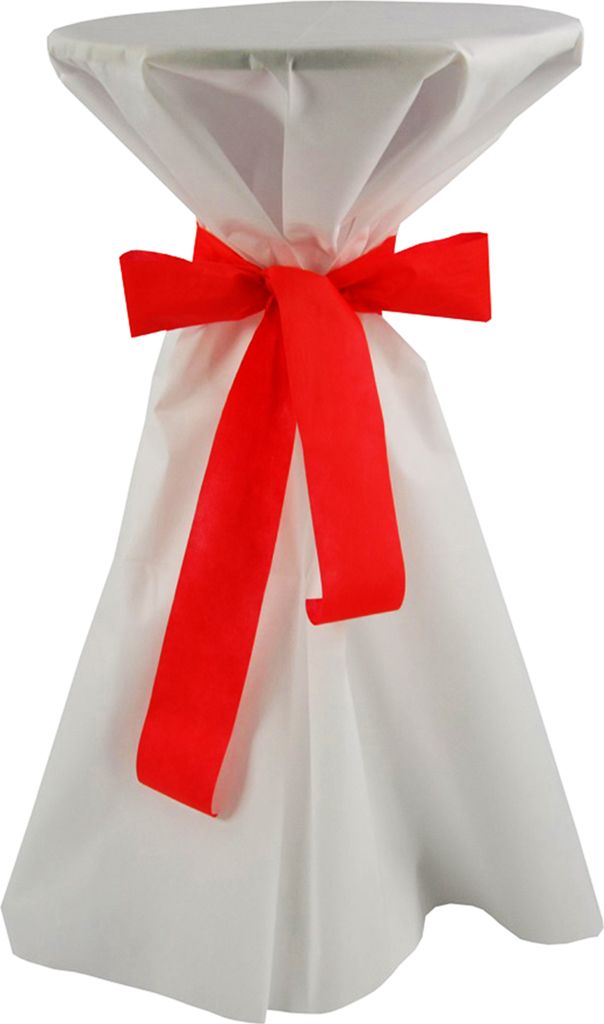 Sensalux Stehtischüberwurf: Weiß, Schleifenband: Rot