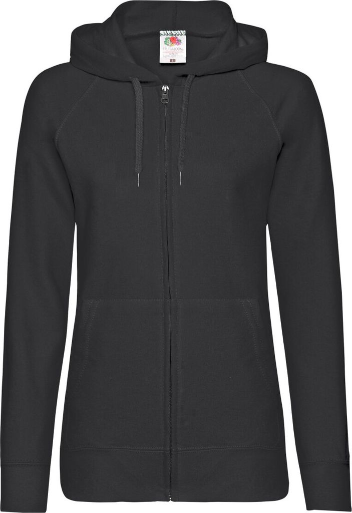 Fruit Of The Loom Damen Kapuzenjacke / Kapuzen-Sweatshirt / Hoodie mit Reißverschluss, tailliert BC2658 (XS) (Schwarz)