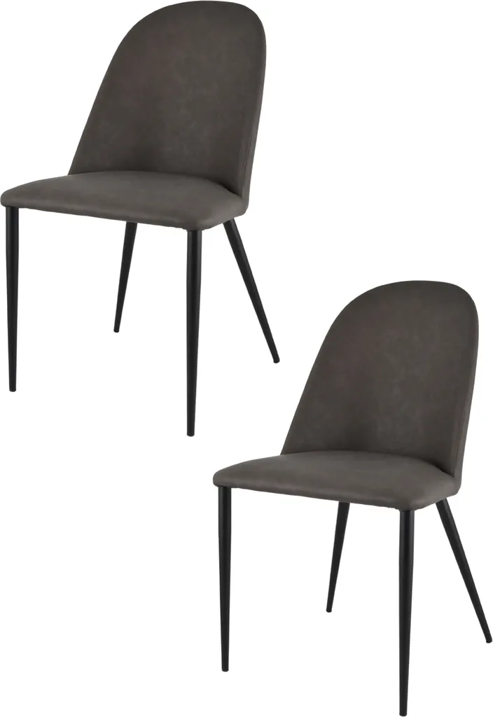 Chaises Jennifer en similicuir hippopotame et pieds métal noir mat, x2