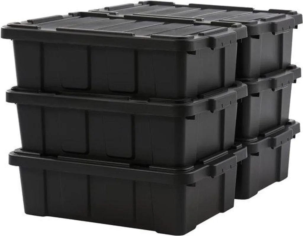 Boîte de rangement 25L noire empilable sans BPA - Fini le désordre !