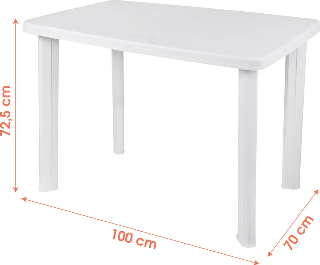 Table d'extérieur rectangulaire en plastique blanc 100 cm FARETTO - 2