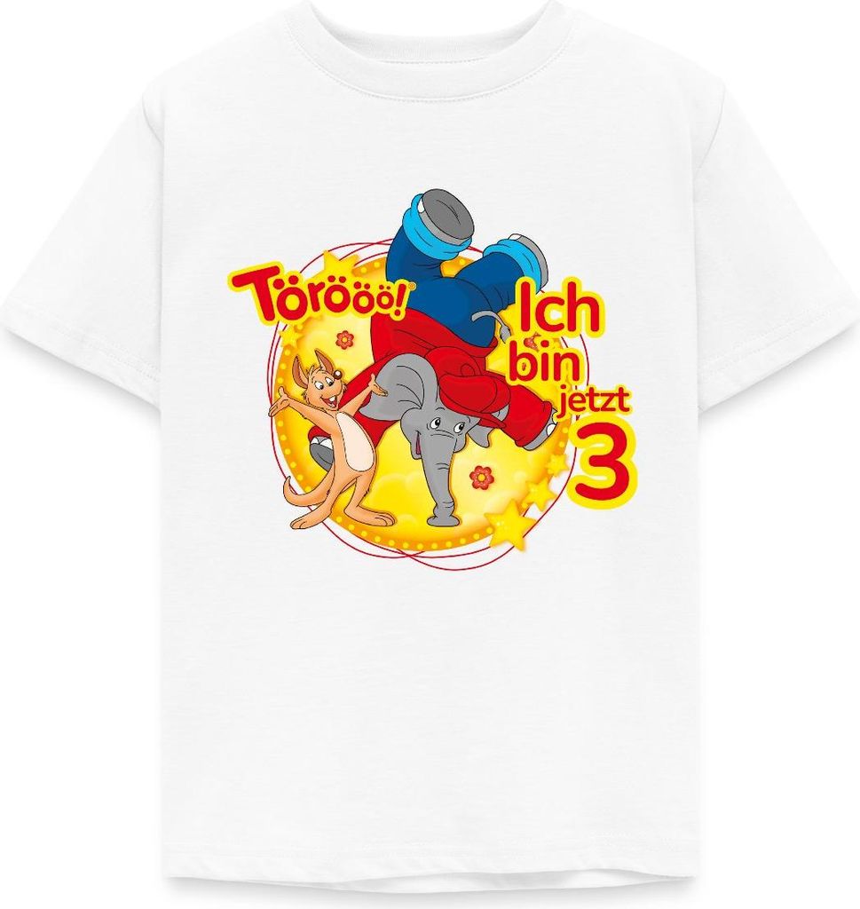 Spreadshirt Benjamin Blümchen Ich Bin Jetzt 3 Kinder T-Shirt, 110/116 (5-6 Jahre), Weiß