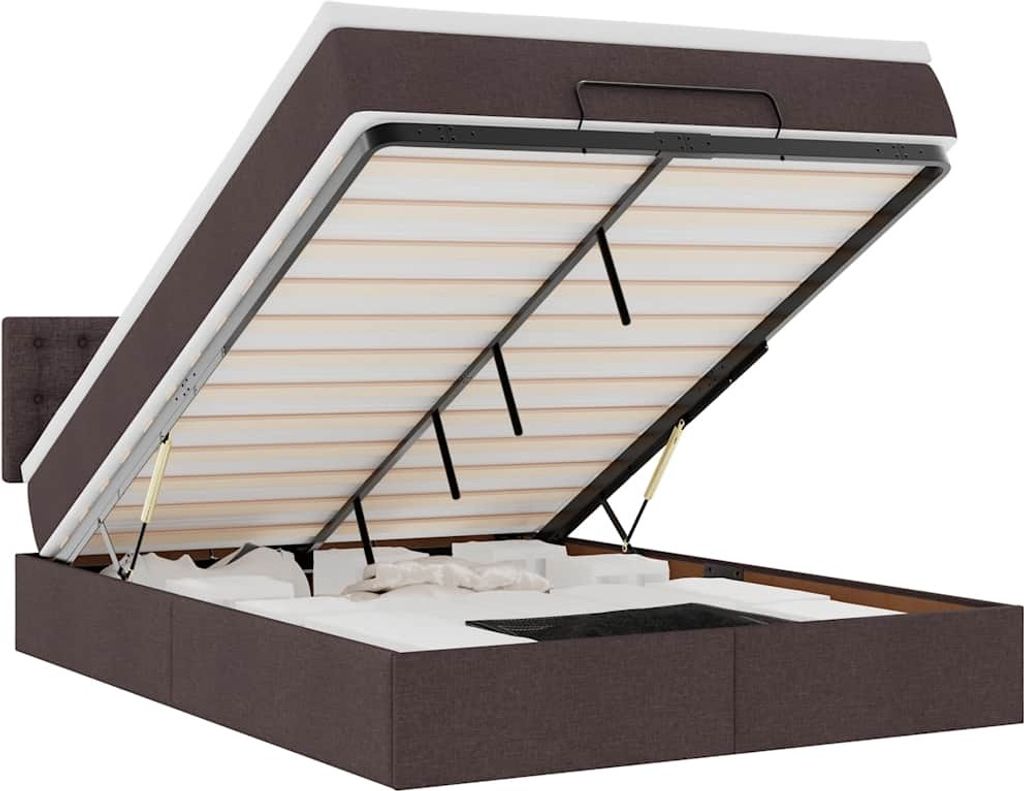 vidaXL Ottomanische Bett mit Matratze & LEDs Dunkelbraun 140x190 cm