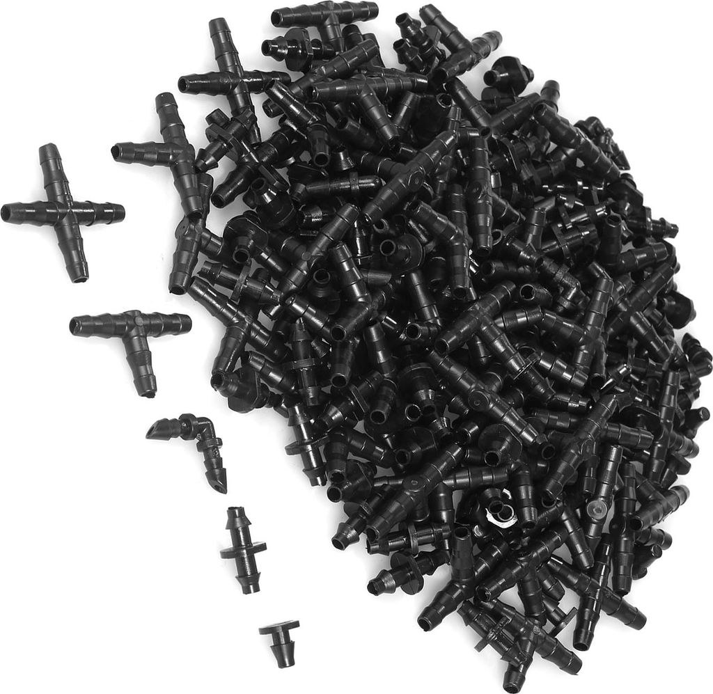 200 Stück Bewässerung Fitting Kit Tropfbewässerung Barbed Connectors Kompatibel mit 1/4-Zoll-Wasserschlauch-Anschlüsse für Garten Rasen Tropfs...