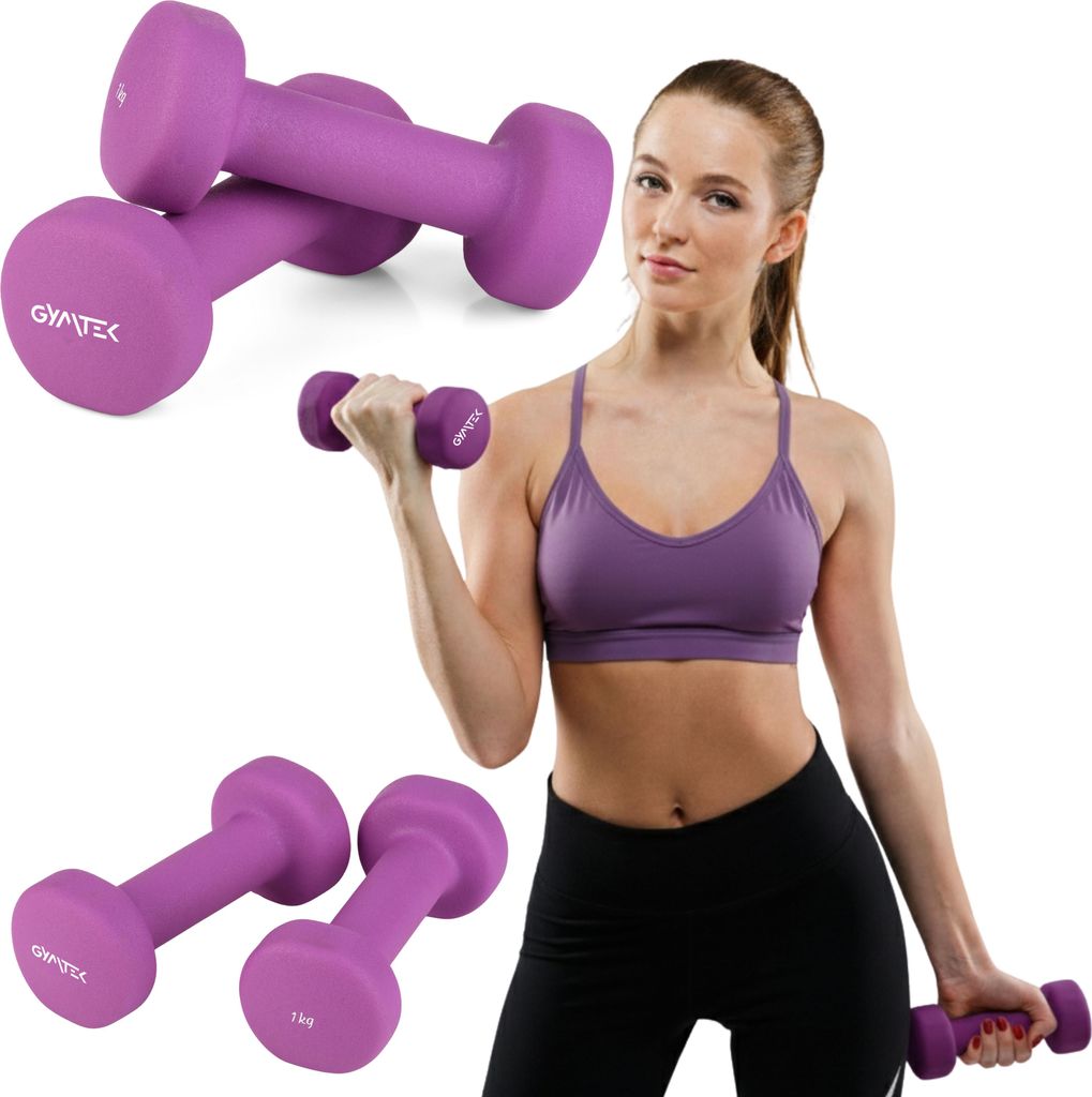 Gymtek Kurzhantel Set - 2x 1kg Hanteln - Hantel Set für Krafttraining, Fitness, Workout - Gymnastikhanteln, Hanteln für Home Gym