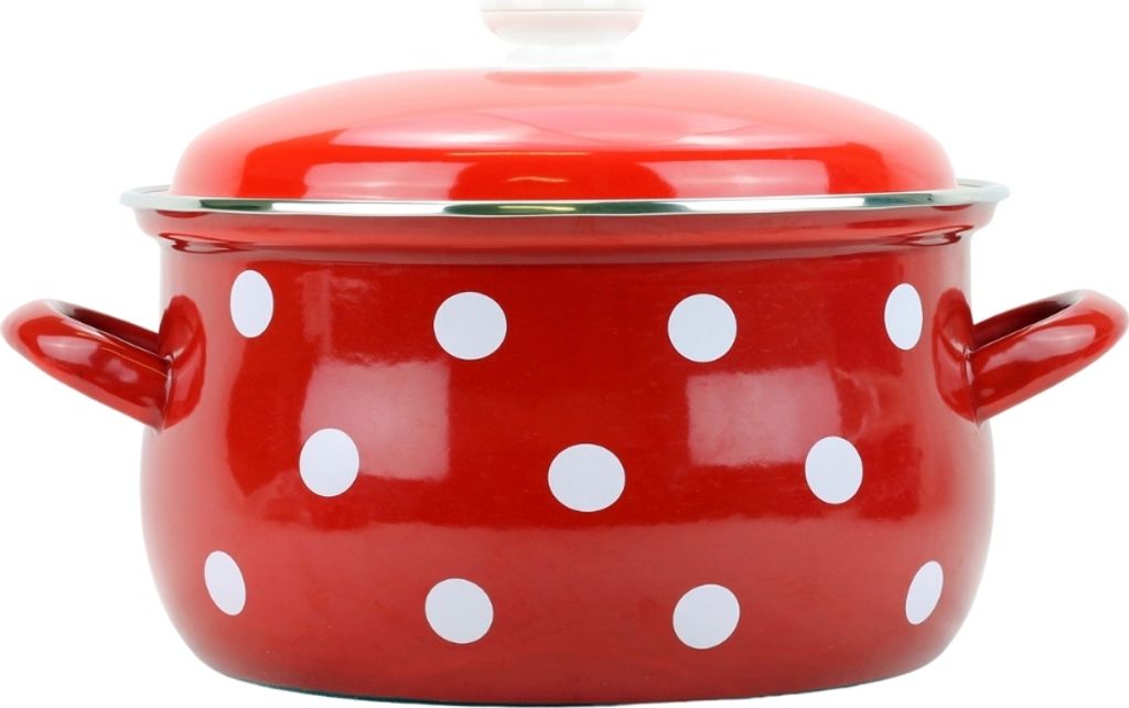 Belis/Sfinx Emaillierter Topf Weißer Punkt, Durchmesser 24 cm, Volumen 6,1 Liter