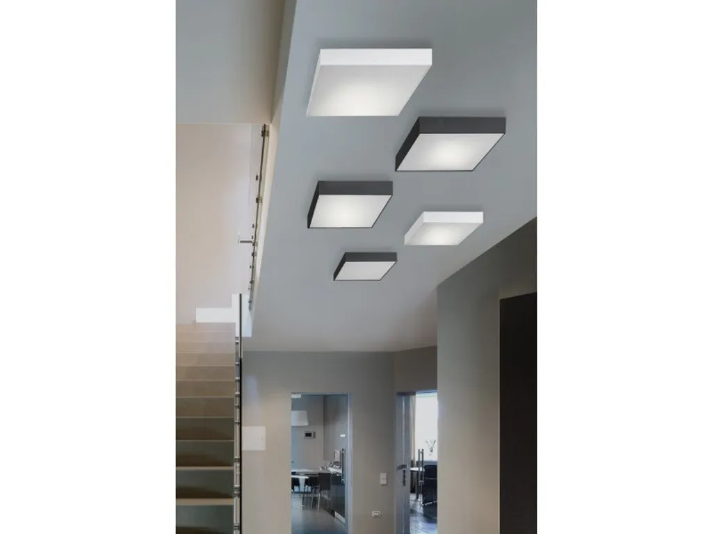 Plafonnier LED Carré Noir 22cm - Éclairage de Plafond Moderne 3000K