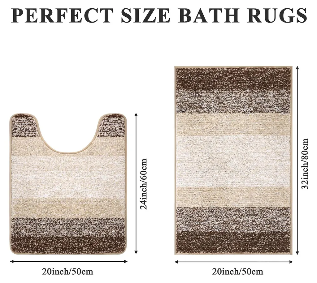 Tapis de douche antidérapants couleur café - Ensemble 2 pièces confort