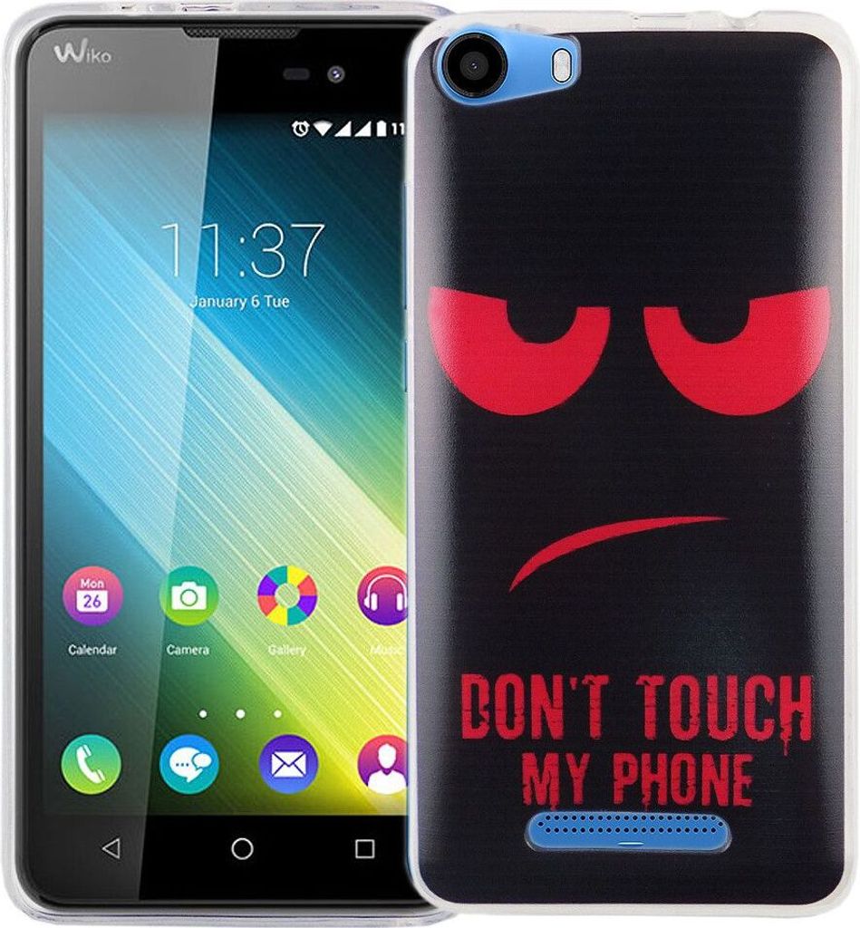 Handy Hülle für Wiko Lenny 2 Cover Case Schutz Tasche Motiv Slim Silikon TPU Dont Touch my Phone Rot