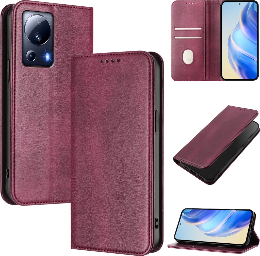 Custodia Elegante Xiaomi 13 Lite Rosso Vintage - Pelle e Stile Italiano