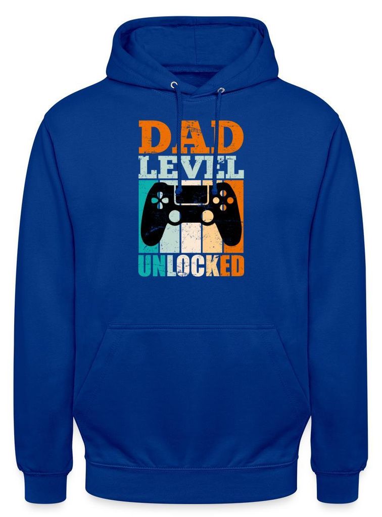 Spreadshirt Dad Level Unlocked Gaming Papa Uni Hoodie, XL, Royalblau