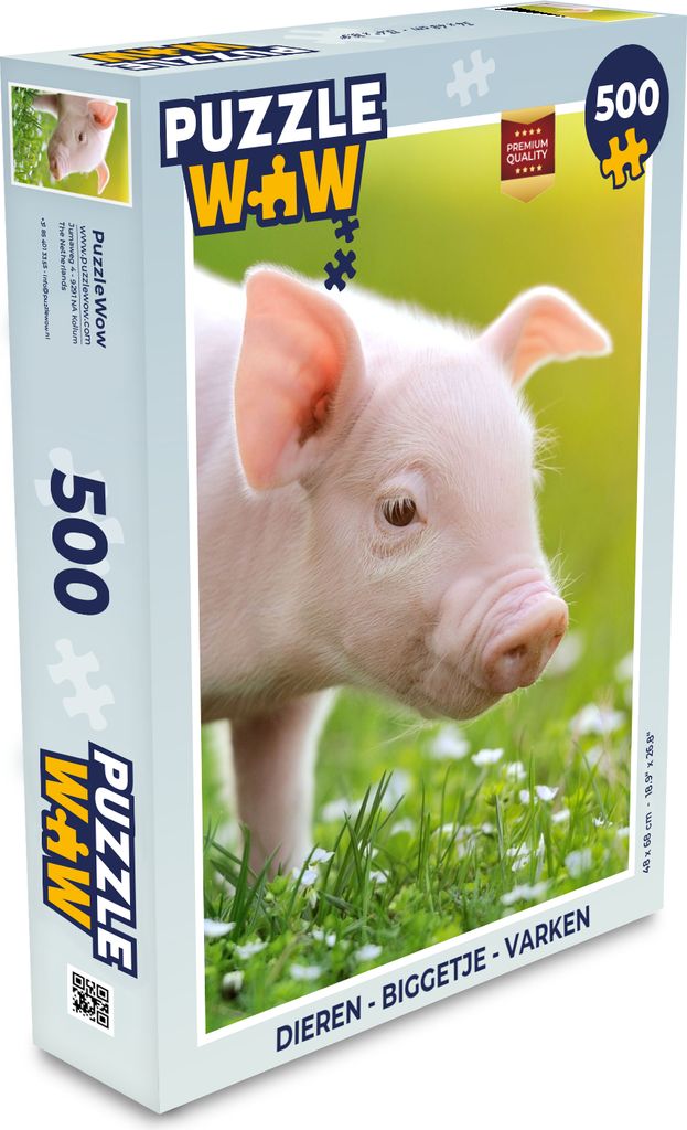 MuchoWow Puzzle 500 Teile Tiere - Ferkel - Schwein - Denken - Spiel - Toy