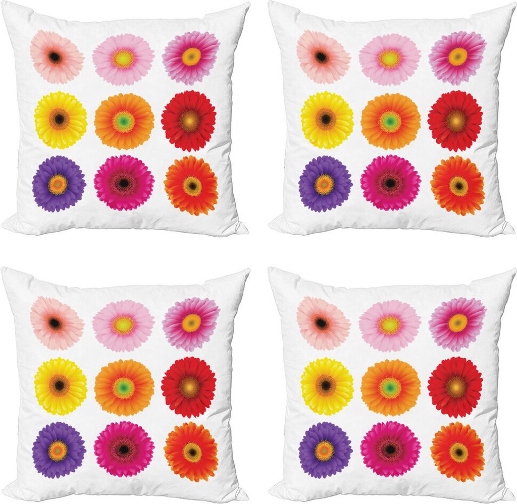 ABAKUHAUS Gerber Daisy Kissenbezug Set (4 Stück), Botanik Gartenpflanzen, Moderner Doppelseitiger Digitaldruck, 60 cm x 60 cm, Mehrfarbig