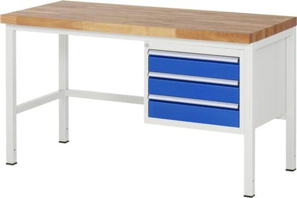 Werkbank mit 3 Schubladen - Vollauszug - 120:3 - 840 x 1.500 x 700 mm (HxBxT) - Traglast 1.250 kg - Buche