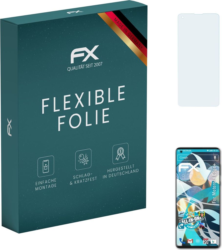 atFoliX FX-ActiFleX 3x Schutzfolie kompatibel mit Motorola Edge+ Folie