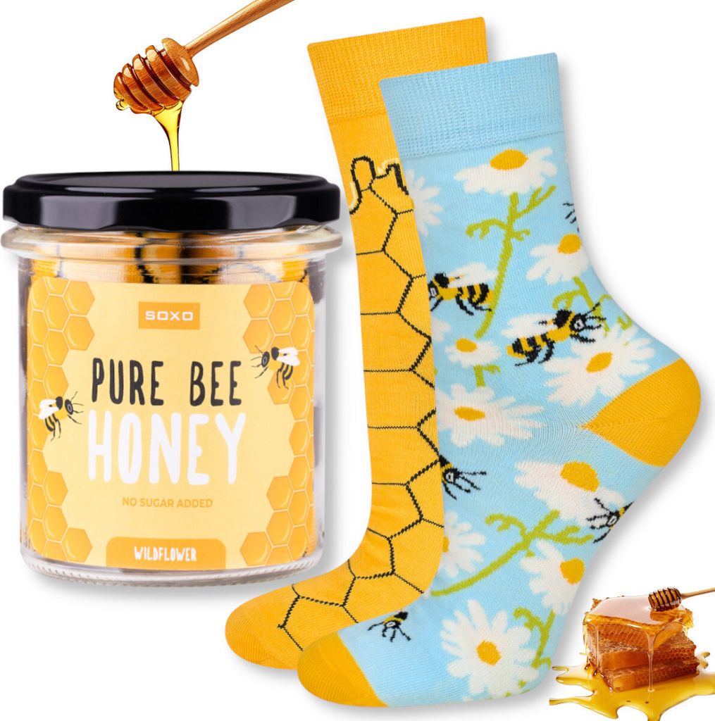 Lustige Damen-Baumwollsocken Gr. 35–40 HONIG von SOXO – Produktbild 