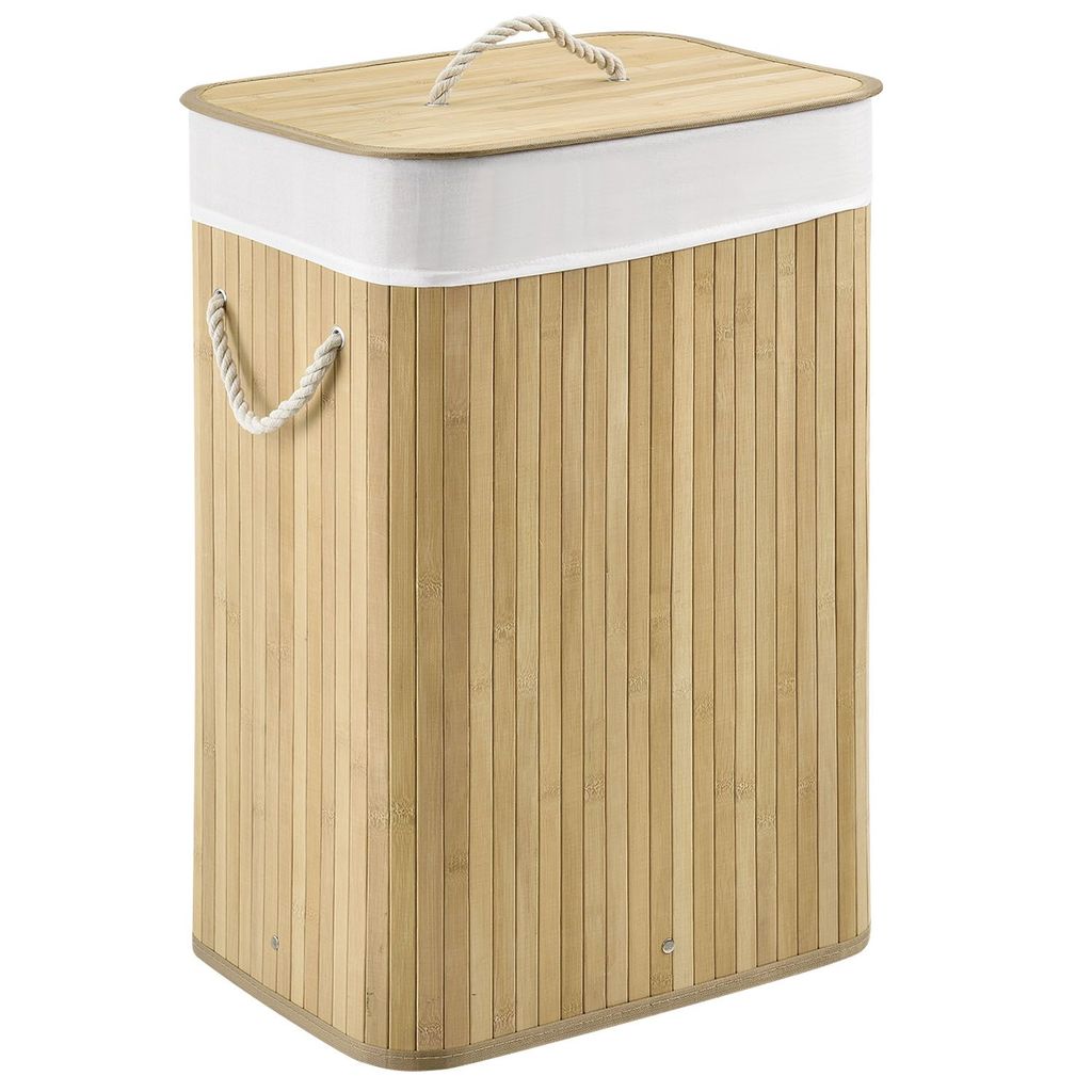 Wäschekorb mit Schließung Wäschesammler Wäschebox Bambus Wäschetonne 